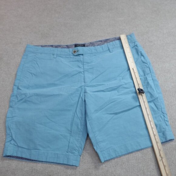 Ted Baker Mens Shorts 40 Blue Solid Cotton Chino 9" - Picture 2 of 11